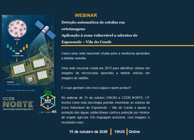 Webinar “Deteção automática de estufas em ortoimagens: aplicação à zona vulnerável a nitratos de Esposende – Vila do Conde”