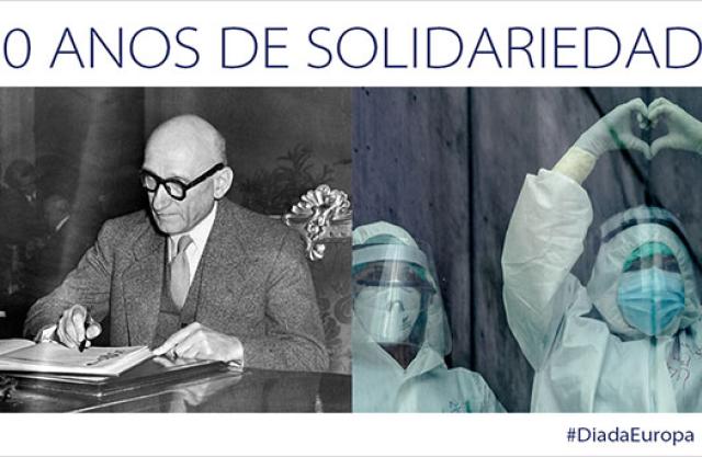 Assinatura da declaração de Schuman e médicos no combate à COVID-19
